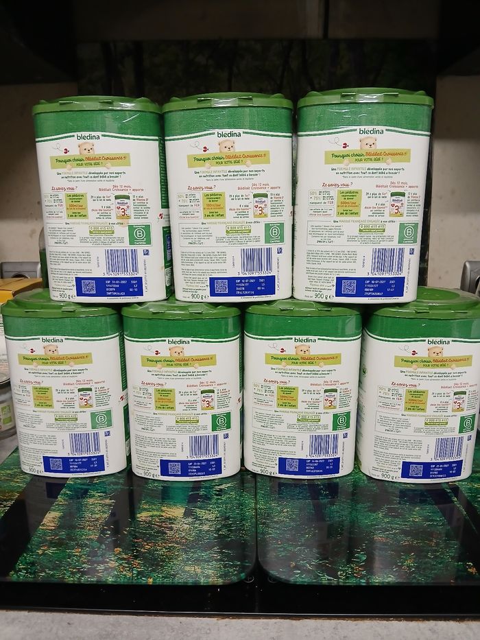 Lot de 7 pots Blédilait Croissance (Blédina) – 3ème âge (1 à 3 ans) – 900 g – Neufs/scellés 🍼 - photo numéro 2