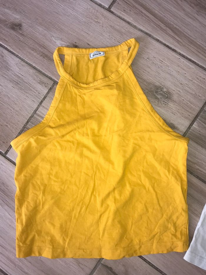 Lot débardeur jaune et blanc S pimkie - photo numéro 2