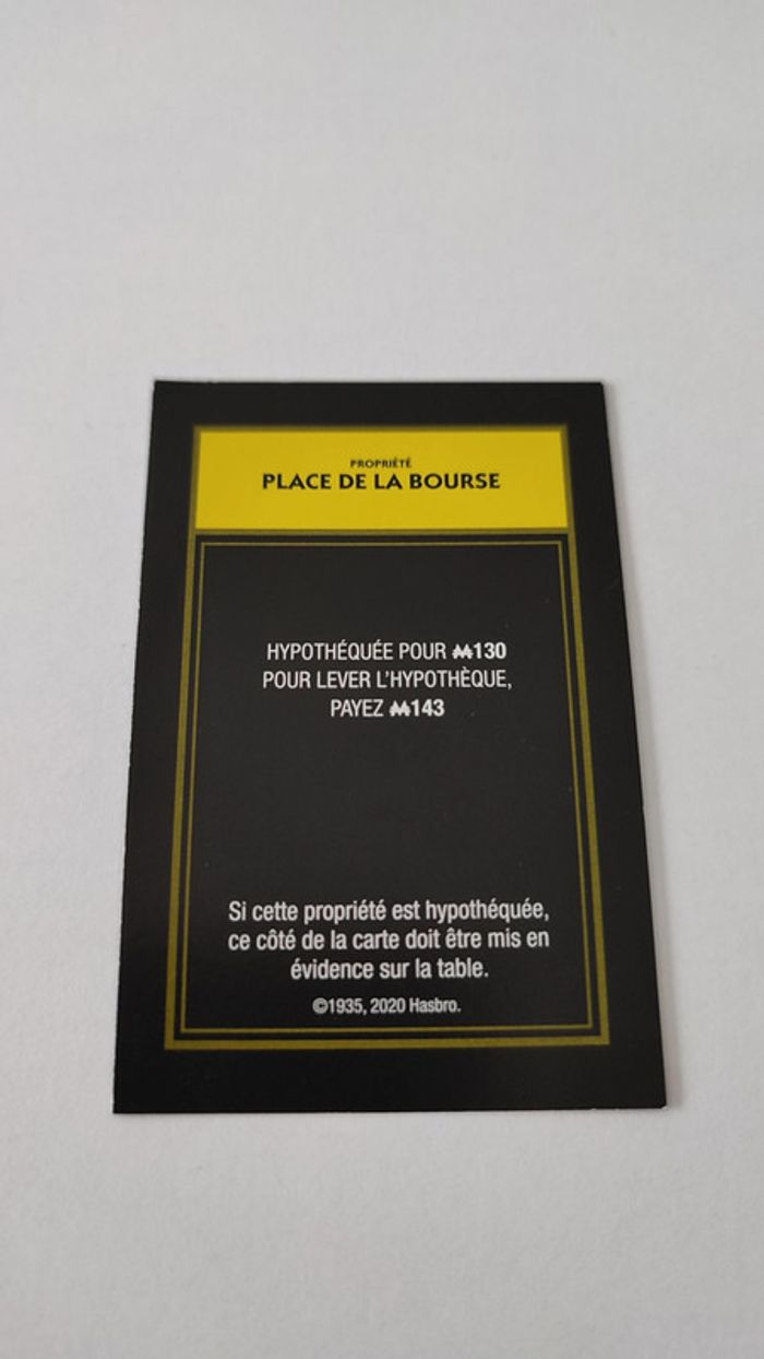 Carte Place de la bourse pièce détachée jeu de société Monopoly mauvais perdants Hasbro Gaming #B77 - photo numéro 2