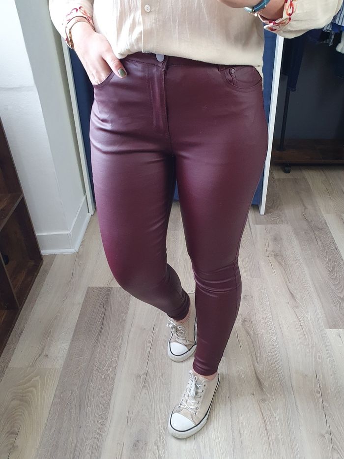 Pantalon simili cuir Séville prune Taille 44