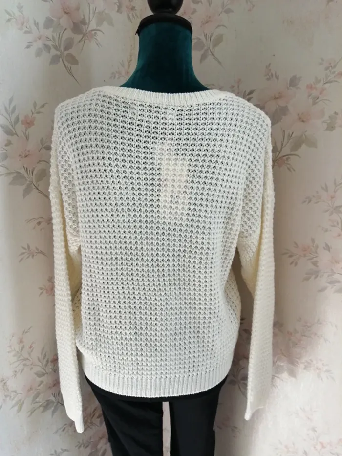 Pull en maille crème broderie chien / fb sister / (XS) - photo numéro 6