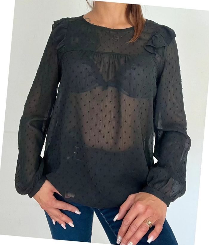 Blouse noire manches longues taille 40 - etam - photo numéro 2
