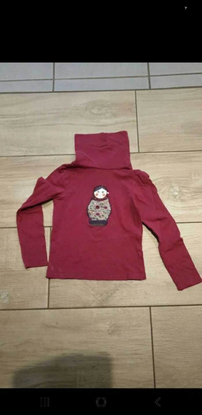 T-shirt col roulé poupée russe 4 ans