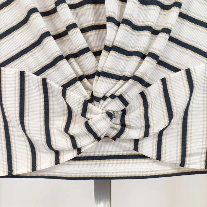 T-shirt blanc à rayures et nœud devant – Taille M A670 - photo numéro 5