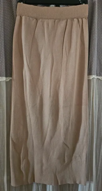 Jupe longue beige en lainage Brentiny Paris Taille L Neuve