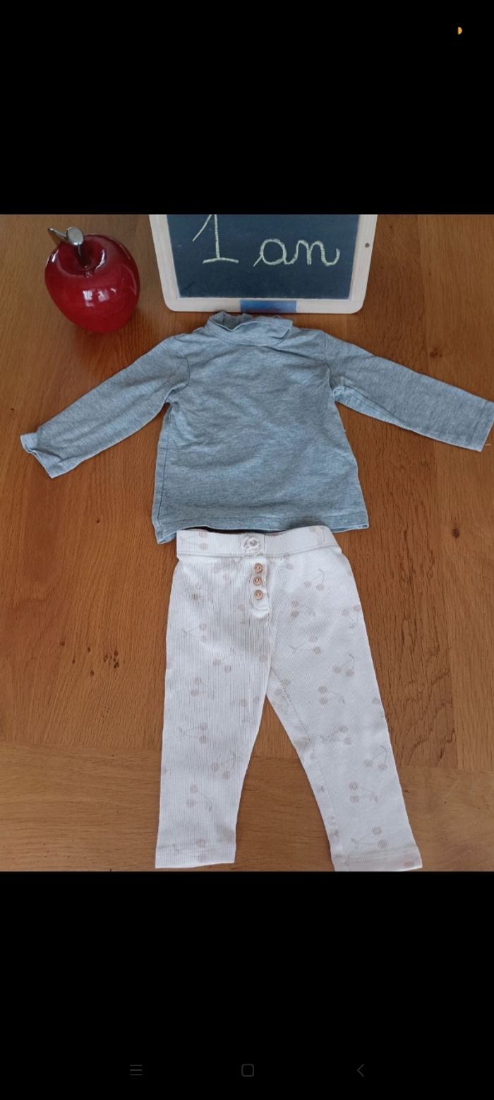 Lot 1 t-shirt manches longues et 1 legging taille 1 an en très bon état. Marque Verbaudet et Kiabi