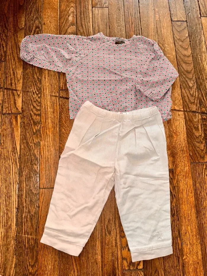 Blouse petit pan et pantalon lin numae 12 mois