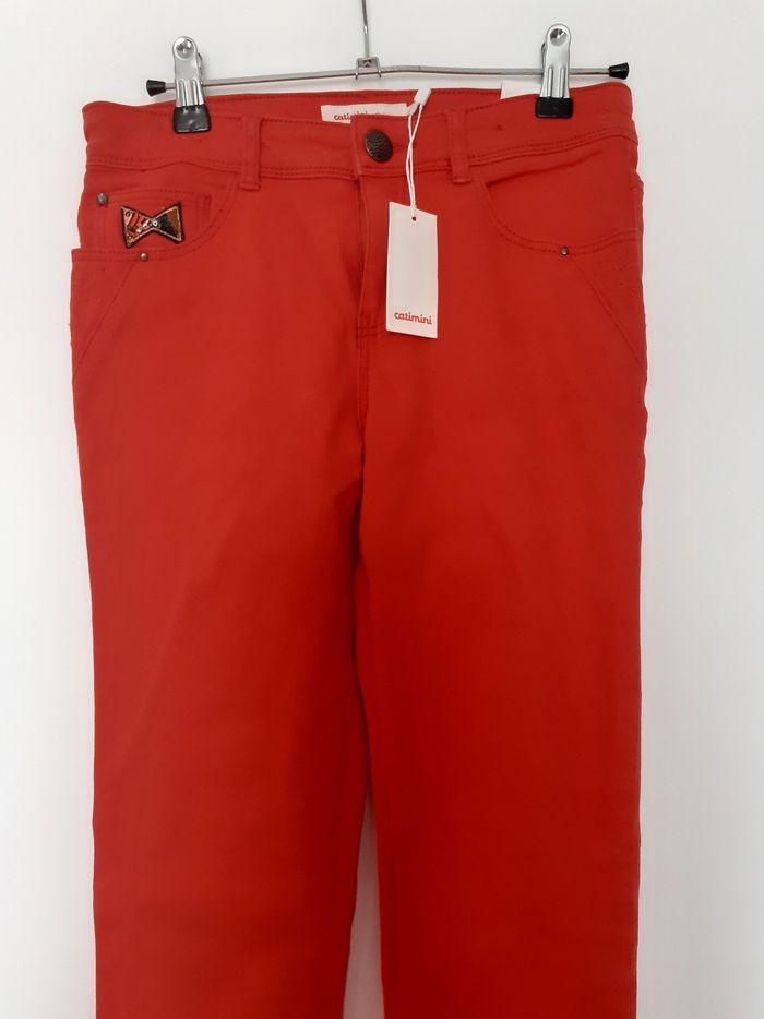 Pantalon skinny fille ajustable 12 ans Catimini rouge Neuf - photo numéro 2