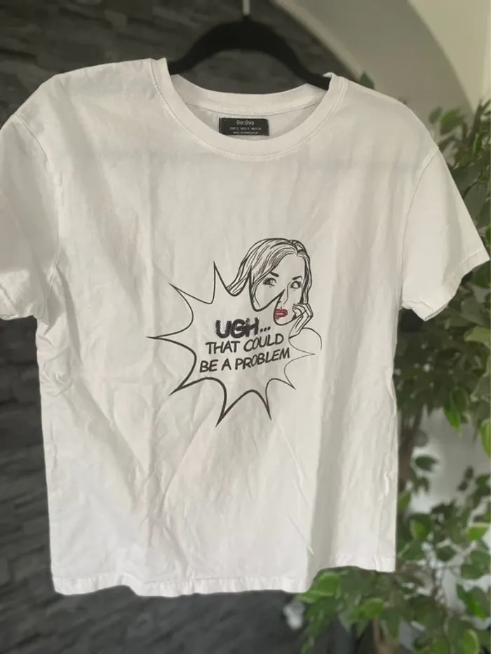 🤍T-shirt Blanc Pop Art Berksha  – Taille 36  TBE 🤍 - photo numéro 2