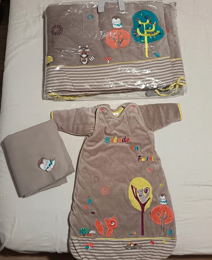 Lot tour de lit + gigoteuse + couverture