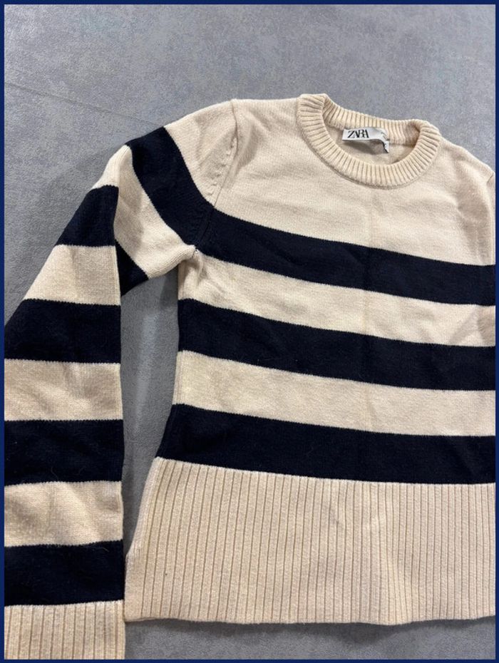 Pull Marinière crème et noir Zara Taille Xs - photo numéro 2