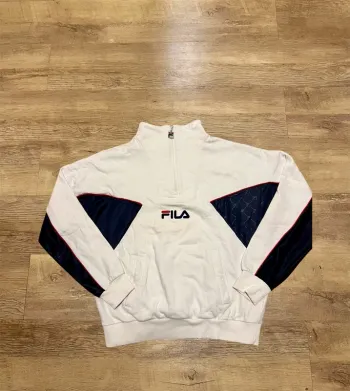 Pull fila vintage 90s blanc et bleu taille S