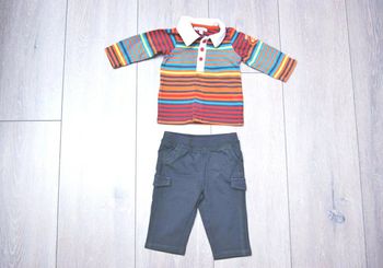 Ensemble polo+pantalon. Garçon 3 mois. Marque Prémaman/ In extenso
