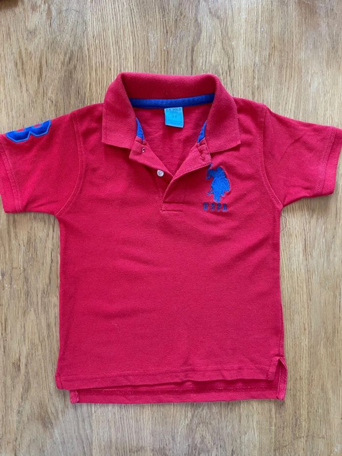 T-shirt polo rouge 3 ans