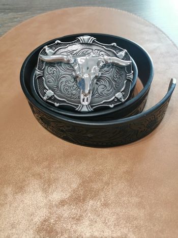Ceinture de cowboy country taureau argenté