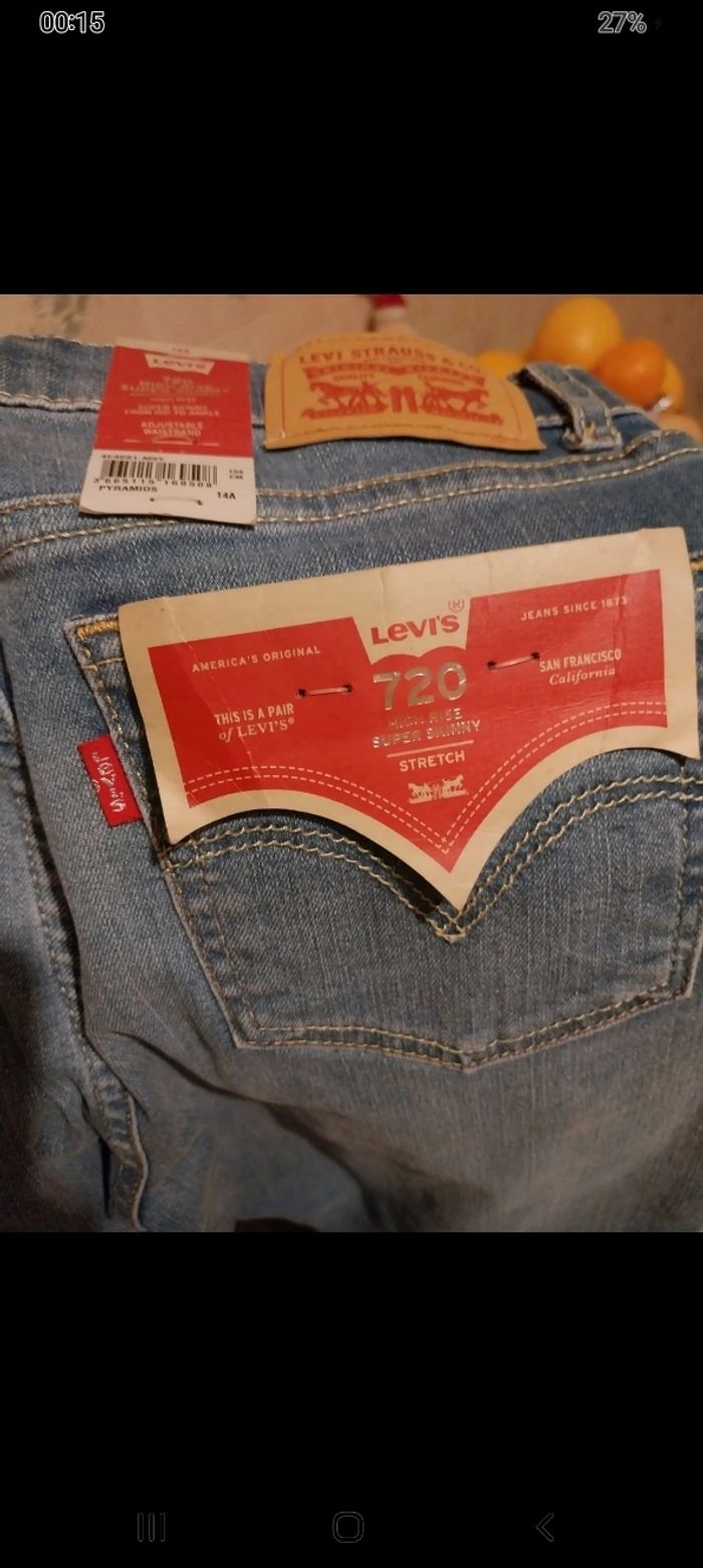 Jeans fille neuf levis super skinny 14 ans avec étiquette 🏷 - photo numéro 2