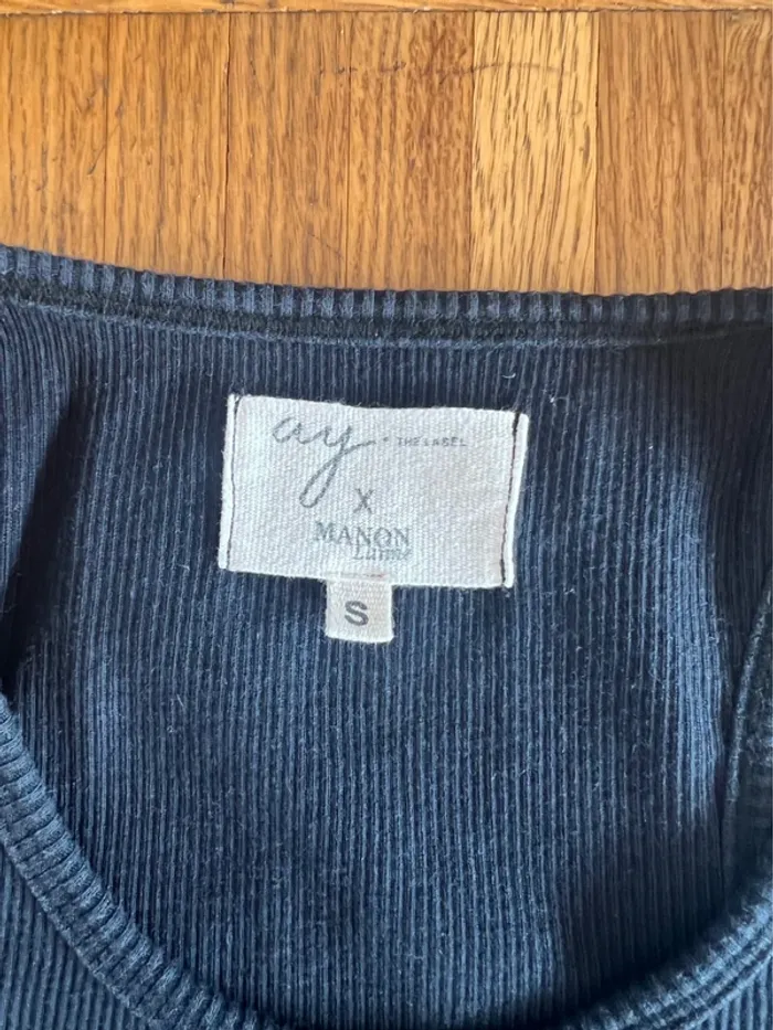Ay the label top côtelé Billie noir taille S - photo numéro 6