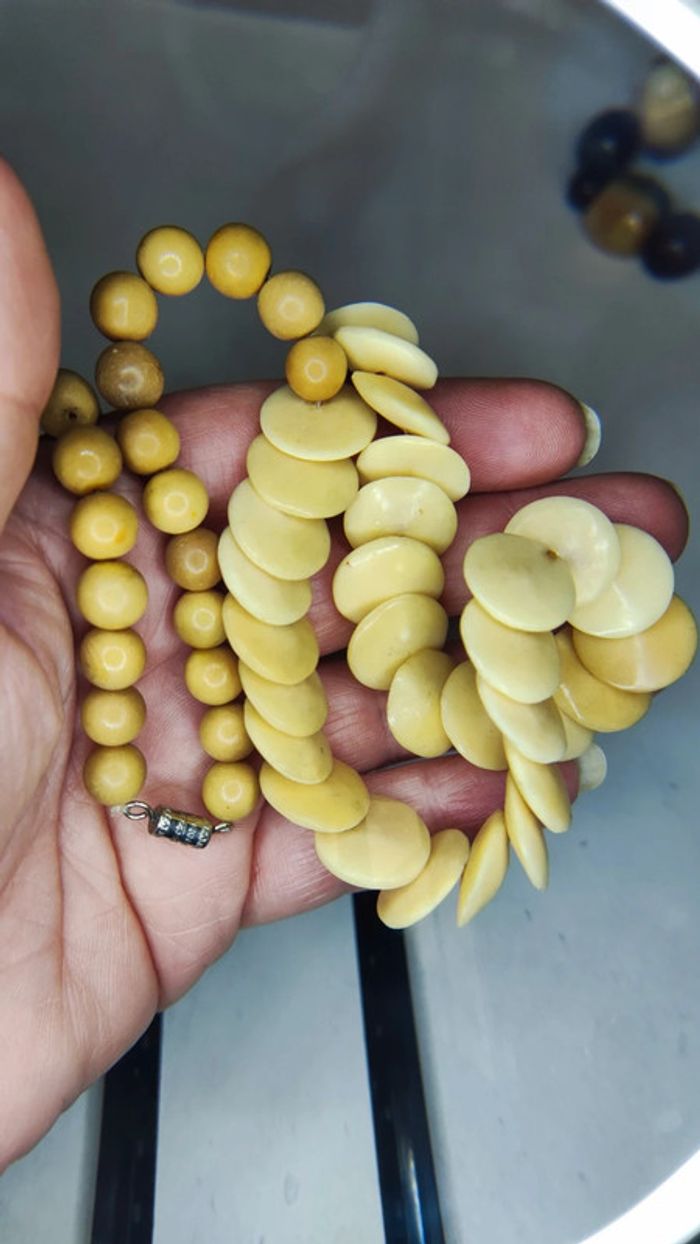 Collier crème beige vintage pastilles - photo numéro 4