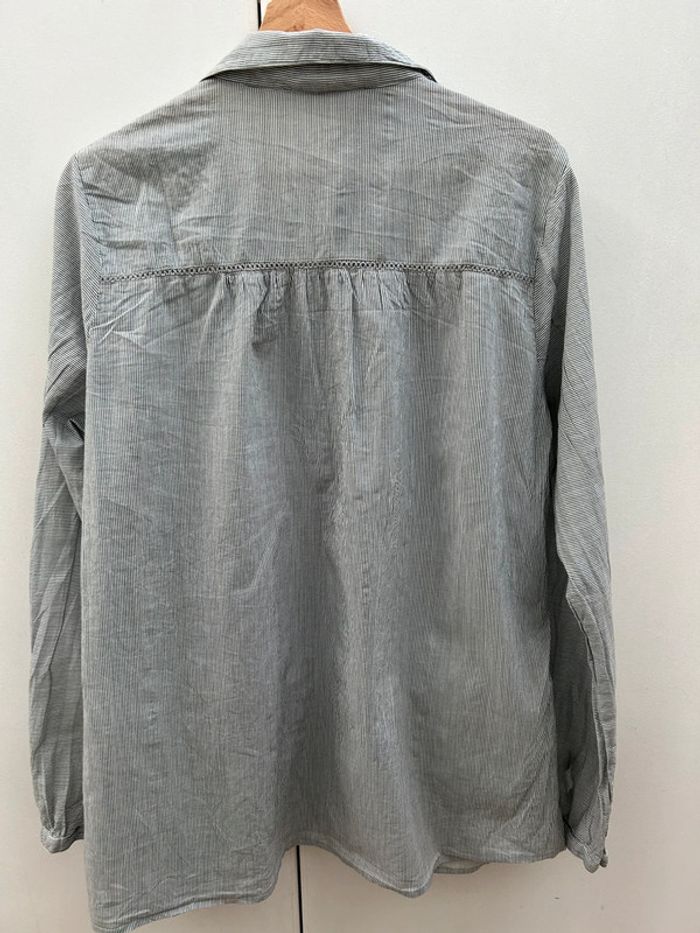 Chemisier chemise xxl longue ddp grise à rayures en coton - neuf - photo numéro 9