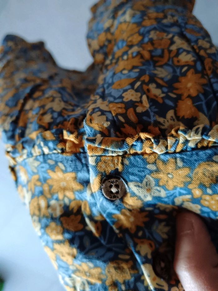 Robe 6 mois fleurie jaune et bleue sergent major - photo numéro 3