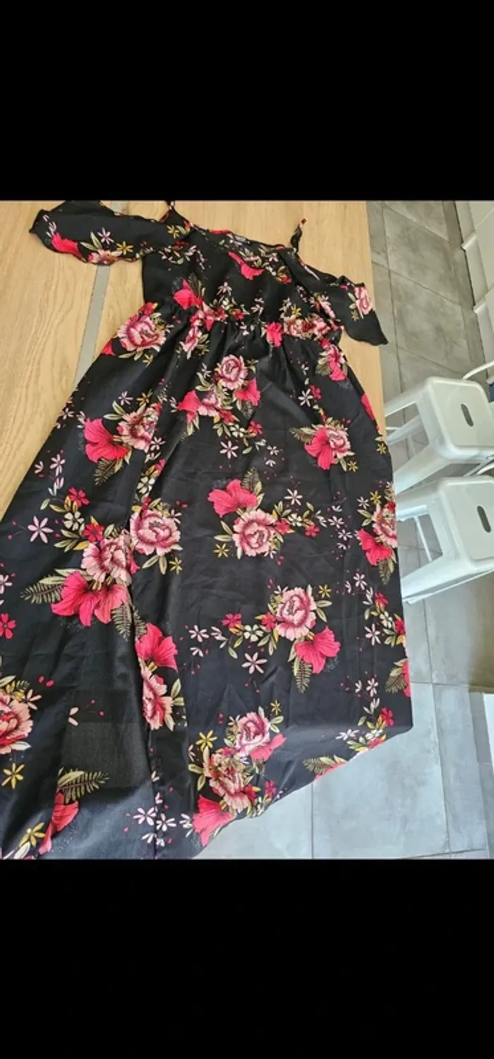Robe longue fleurie fendu femme grande taille 48 - photo numéro 3