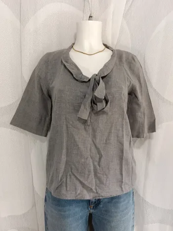 Chloé "blouse grise col à noeud" taille 38