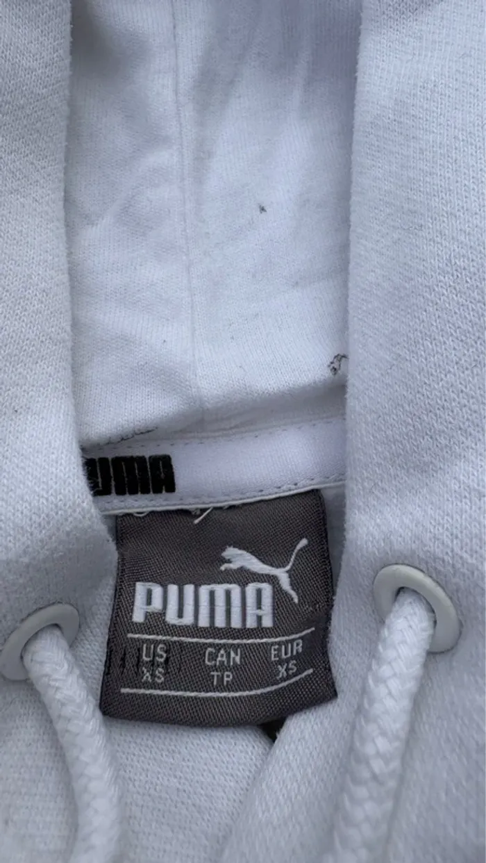 Pull long à capuche blanc puma taille XS - photo numéro 4