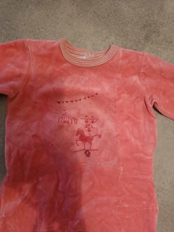 Pyjama rose en velours Petit bateau 74cm - photo numéro 2