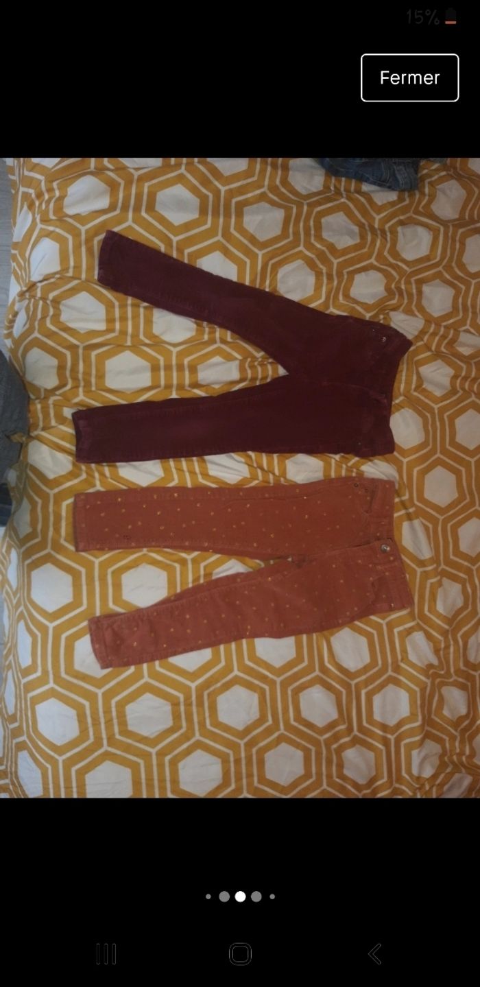 Lot 2 pantalons velours