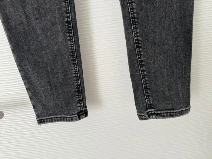 Jean slim skinny noir délavé uni basique simple double boutons - photo numéro 3