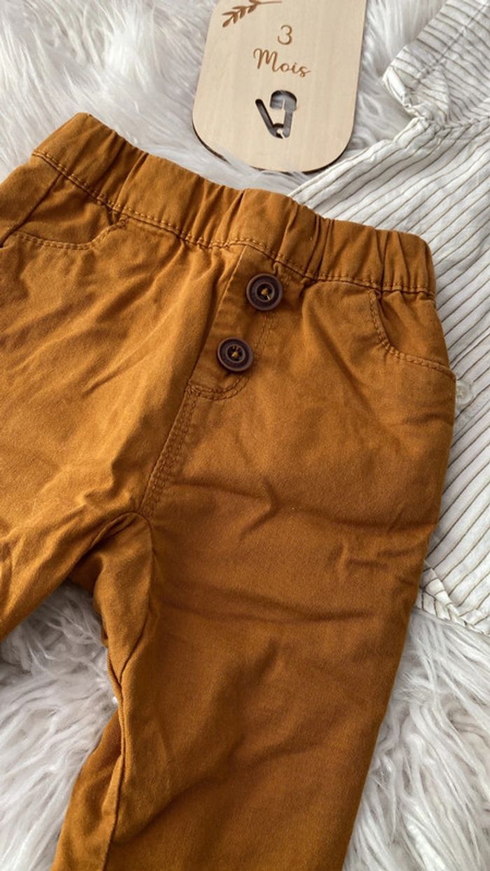 Ensemble garçon beige / marron clair 3 mois tape à l'oeil 🐒 - photo numéro 2