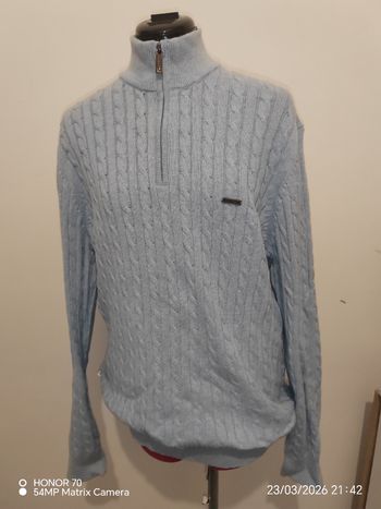 Pull zippé torsadé en coton
