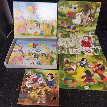 Lot de 5 puzzles vintage mon petit poney Chantal Goya Emilie blanche neige Disney