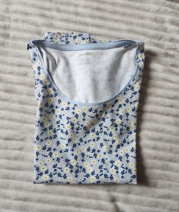 Tee-shirt fleuri bleu & jaune – Taille L – Esmara – Très bon état