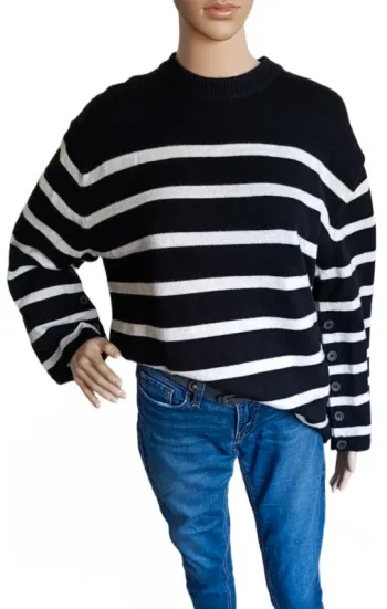 Pull Zara marinière oversize taille M rayé noir et blanc