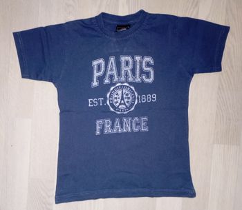 Tee-shirt bleu jeans Paris 
T. 8 ans
