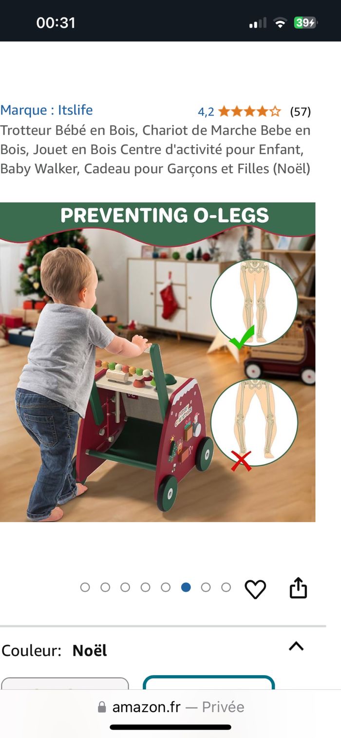 Trotteur en bois pour bébé - photo numéro 4