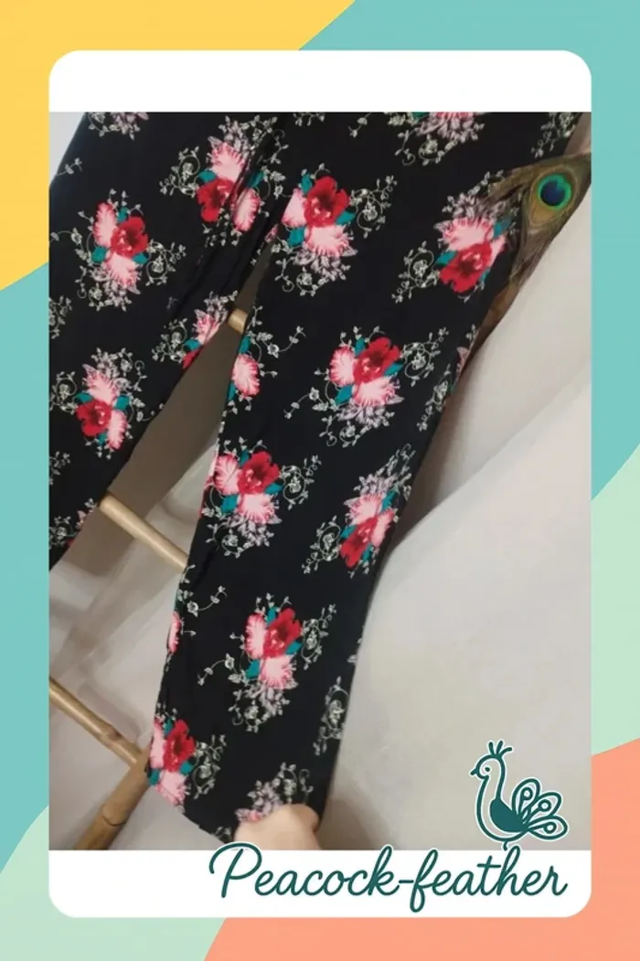 Pantalon fluide fleuri 40/42 - photo numéro 2