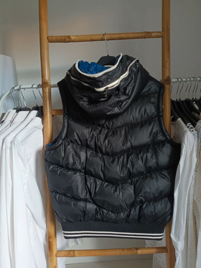 Veste doudoune sans manches réversible à capuche bleu / noir DLN Star taille S - photo numéro 4