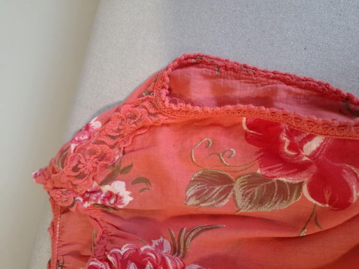 Belle blouse femme fleurie orange/rouge 46/48 100 % coton excellent état - photo numéro 5