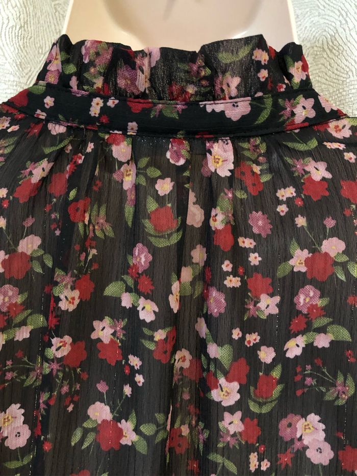 Chemise noire fleurie Fil or 42 la city - photo numéro 6