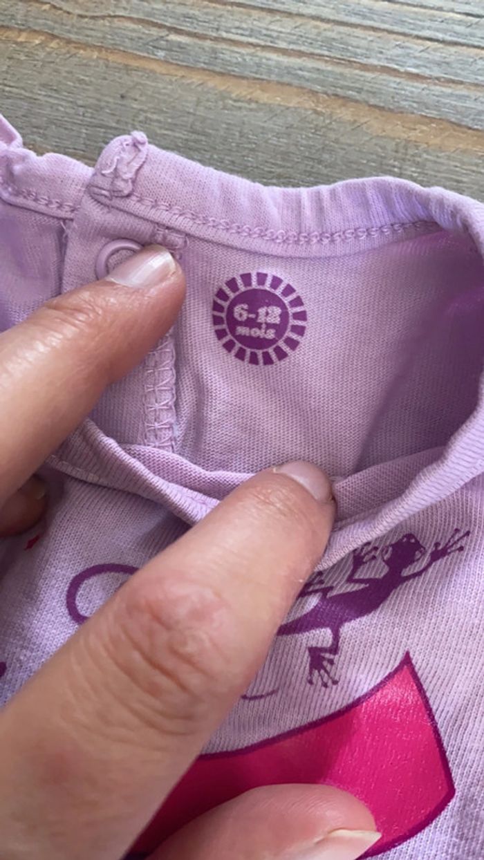 Ensemble licorne violet coton 6-12 mois - photo numéro 2