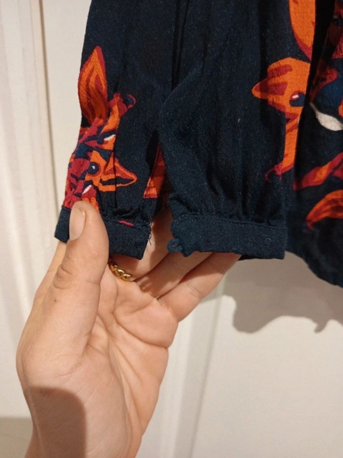 🌸 Blouse cache coeur péplum Grace & Mila bleu marine imprimé fleuri taille L en viscose et rayon - photo numéro 8