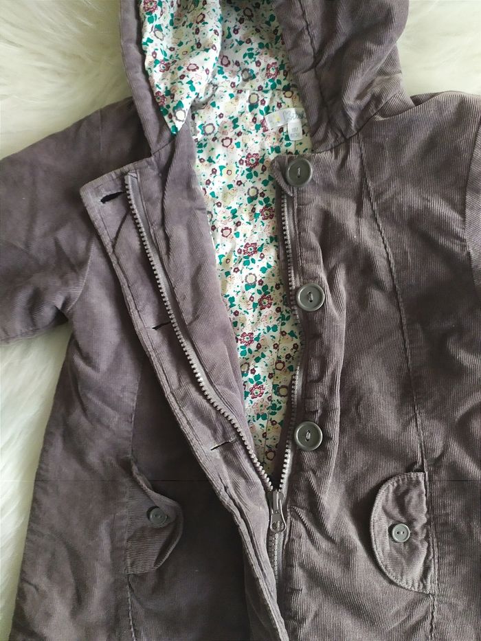 Manteau mi saison en velours côtelé bébé fille Kitchoun 18 mois - photo numéro 3