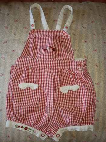 Salopette  pomme framboise 12 mois