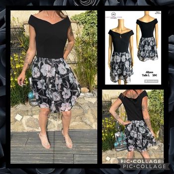 🖤 robe noire bouffante fleuries NEW (vidéo portée dispo ) 🖤