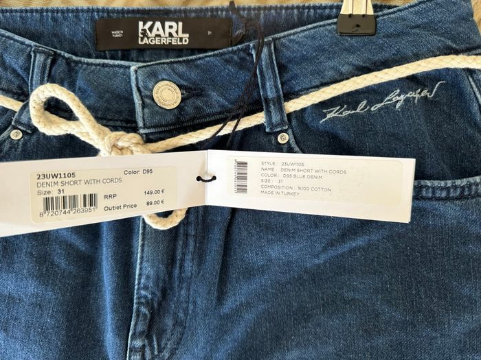 Short en jean taille haute bleu denim Karl Lagerfeld - photo numéro 6