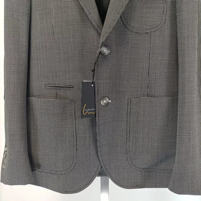Veste grise - veste de costume grise quadrillée noir et blanc relief - A465 veste grise - photo numéro 3