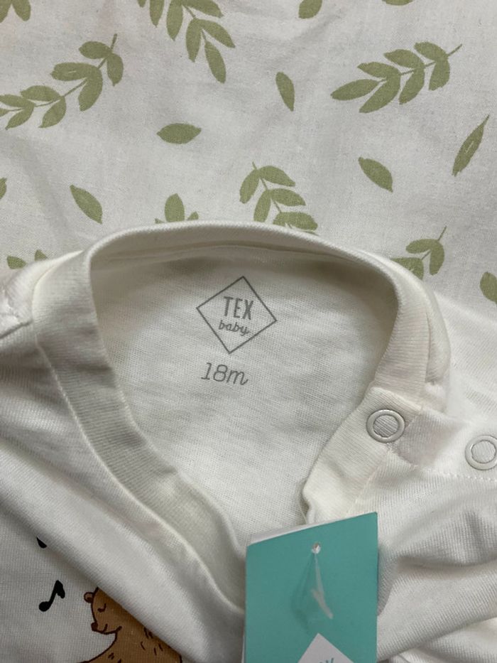 pyjama 2 pièces en coton motifs ours blanc et marine 18 mois tex - photo numéro 5