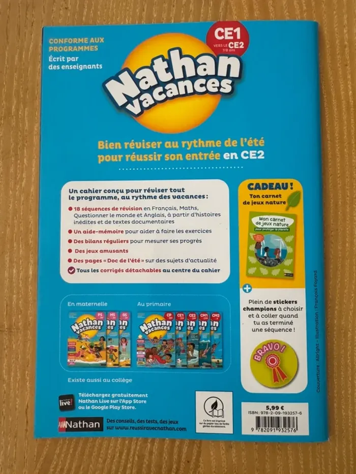 Cahier de vacances ce1 vers ce2 Nathan - photo numéro 2